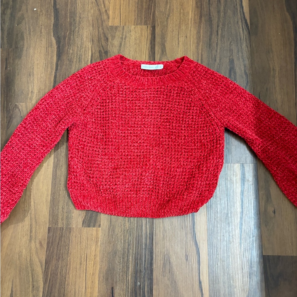 Altar'd State Vibrant Red Knit Crew Neck Sweater